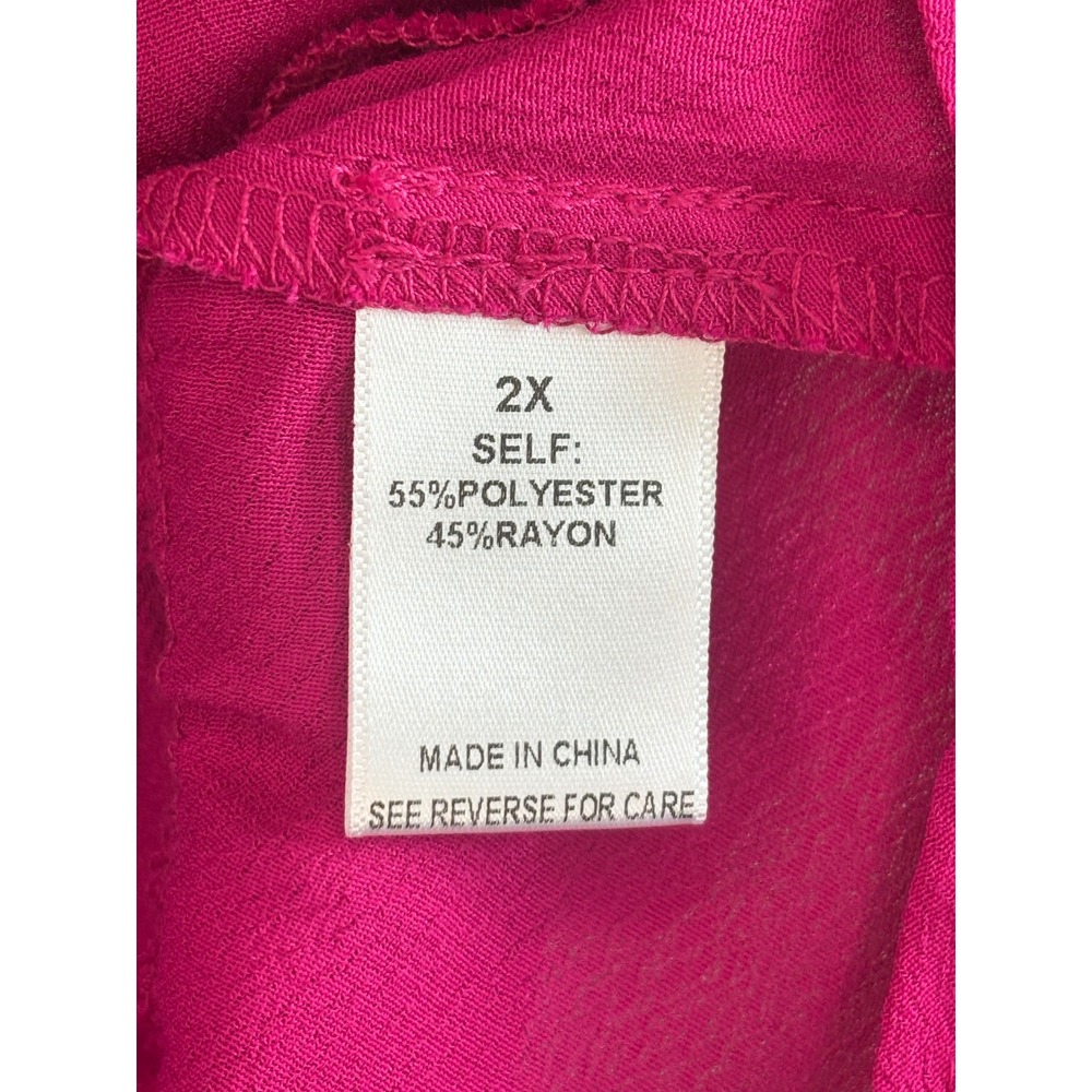Barbiecore Milkmaid Peasant Heatherly Anniston Cowl Peplum Blouse Magenta 2X - Picture 6 of 6